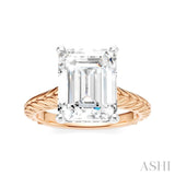1/10 Ctw Emerald Shape Round Cut Diamond Akari Wheat Shank Semi-Mount Engagement Ring in 14K Rose and White Gold