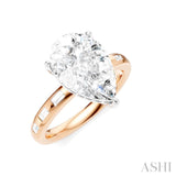 1/3 Ctw Pear Shape Baguette and Round Cut Diamond Semi-Mount Engagement Ring in 14K Rose and White Gold