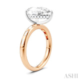 1/3 Ctw Pear Shape Baguette and Round Cut Diamond Semi-Mount Engagement Ring in 14K Rose and White Gold