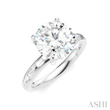 1/4 Ctw Round Shape Baguette and Round Cut Diamond Semi-Mount Engagement Ring in 14K White Gold