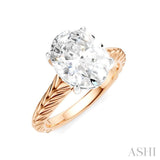 1/10 Ctw Oval Shape Round Cut Diamond Semi-Mount Engagement Ring in 14K Rose and White Gold