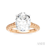 1/10 Ctw Oval Shape Round Cut Diamond Semi-Mount Engagement Ring in 14K Rose and White Gold
