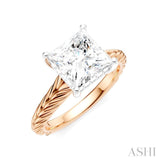 1/10 Ctw Princess Shape Round Cut Diamond Akari Wheat Shank Semi-Mount Engagement Ring in 14K Rose and White Gold