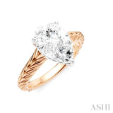 1/10 Ctw Pear Shape Round Cut Diamond Akari Wheat Shank Semi-Mount Engagement Ring in 14K Rose and White Gold