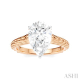 1/10 Ctw Pear Shape Round Cut Diamond Akari Wheat Shank Semi-Mount Engagement Ring in 14K Rose and White Gold
