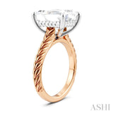 1/8 Ctw Emerald Shape Round Cut Diamond Akari Wheat Shank Semi-Mount Engagement Ring in 14K Rose and White Gold