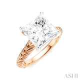 1/10 Ctw Princess Shape Round Cut Diamond Akari Wheat Shank Semi-Mount Engagement Ring in 14K Rose and White Gold
