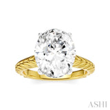 1/10 Ctw Oval Shape Round Cut Diamond Semi-Mount Engagement Ring in 14K Yellow and White Gold