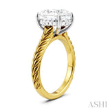 1/10 Ctw Oval Shape Round Cut Diamond Semi-Mount Engagement Ring in 14K Yellow and White Gold