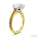 1/10 Ctw Pear Shape Round Cut Diamond Akari Wheat Shank Semi-Mount Engagement Ring in 14K Yellow and White Gold