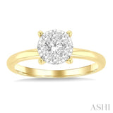 1/2 Ctw Lovebright Circular Shape Round Cut Diamond Cluster Ring in 14K Yellow and White Gold