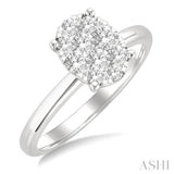 1/2 Ctw Lovebright Oval Shape Round Cut Diamond Cluster Ring in 14K White Gold