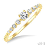 1/4 Ctw Bead Texture Shank Graduated Round CutDiamond Stackable Fashion Ring in 10K Yellow Gold
