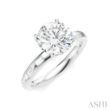 1/4 Ctw Round Shape Baguette and Round Cut Diamond Semi-Mount Engagement Ring in 14K White Gold