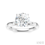 1/4 Ctw Round Shape Baguette and Round Cut Diamond Semi-Mount Engagement Ring in 14K White Gold