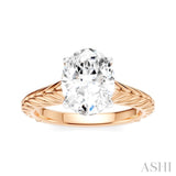1/20 Ctw Oval Shape Round Cut Diamond Semi-Mount Engagement Ring in 14K Rose and White Gold