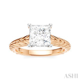 1/20 Ctw Princess Shape Round Cut Diamond Akari Wheat Shank Semi-Mount Engagement Ring in 14K Rose and White Gold