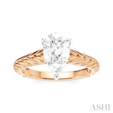 1/20 Ctw Pear Shape Round Cut Diamond Akari Wheat Shank Semi-Mount Engagement Ring in 14K Rose and White Gold