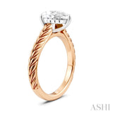 1/20 Ctw Pear Shape Round Cut Diamond Akari Wheat Shank Semi-Mount Engagement Ring in 14K Rose and White Gold