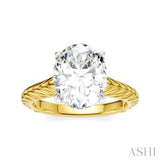 1/10 Ctw Oval Shape Round Cut Diamond Semi-Mount Engagement Ring in 14K Yellow and White Gold