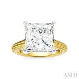 1/8 Ctw Princess Shape Round Cut Diamond Akari Wheat Shank Semi-Mount Engagement Ring in 14K Yellow and White Gold