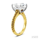 1/8 Ctw Princess Shape Round Cut Diamond Akari Wheat Shank Semi-Mount Engagement Ring in 14K Yellow and White Gold
