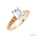 1/20 Ctw Emerald Shape Round Cut Diamond Akari Wheat Shank Semi-Mount Engagement Ring in 14K Rose and White Gold