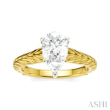 1/20 Ctw Pear Shape Round Cut Diamond Akari Wheat Shank Semi-Mount Engagement Ring in 14K Yellow and White Gold