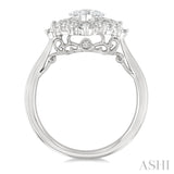 7/8 Ctw Marquise and Round Cut Diamond Halo Semi Mount Engagement Ring in 14K White Gold