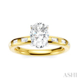 1/4 Ctw Oval Shape Baguette and Round Cut Diamond Semi-Mount Engagement Ring in 14K Yellow and White Gold
