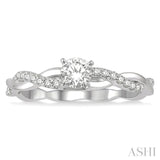 1/10 Ctw Round Center Semi-Mount Diamond Engagement Ring in 14K White Gold