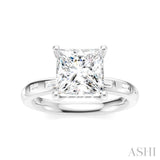 1/3 Ctw Akari Princess Shape Baguette and Round Cut Diamond Semi Mount Engagement Ring in 14K White Gold