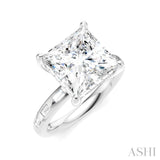 1/3 Ctw Princess Shape Baguette and Round Cut Diamond Semi-Mount Engagement Ring in 14K White Gold
