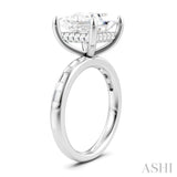 1/3 Ctw Princess Shape Baguette and Round Cut Diamond Semi-Mount Engagement Ring in 14K White Gold