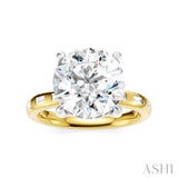 1/3 Ctw Akari Circular Shape, Baguette and Round Cut Diamond Semi Mount Engagement Ring in 14K Yellow and White Gold
