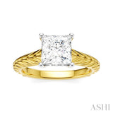 1/20 Ctw Princess Shape Round Cut Diamond Akari Wheat Shank Semi-Mount Engagement Ring in 14K Yellow and White Gold