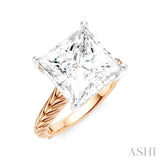 1/8 Ctw Princess Shape Round Cut Diamond Akari Wheat Shank Semi-Mount Engagement Ring in 14K Rose and White Gold