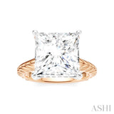 1/8 Ctw Princess Shape Round Cut Diamond Akari Wheat Shank Semi-Mount Engagement Ring in 14K Rose and White Gold