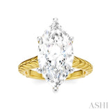 1/8 Ctw Marquise Shape Round Cut Diamond Akari Wheat Shank Semi-Mount Engagement Ring in 14K Yellow and White Gold