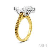 1/8 Ctw Marquise Shape Round Cut Diamond Akari Wheat Shank Semi-Mount Engagement Ring in 14K Yellow and White Gold