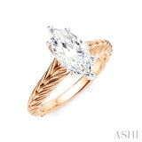 1/20 Ctw Marquise Shape Round Cut Diamond Akari Wheat Shank Semi-Mount Engagement Ring in 14K Rose and White Gold