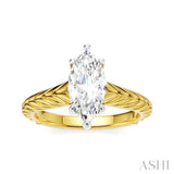 1/20 Ctw Marquise Shape Round Cut Diamond Akari Wheat Shank Semi-Mount Engagement Ring in 14K Yellow and White Gold
