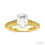 1/20 Ctw Oval Shape Round Cut Diamond Semi-Mount Engagement Ring in 14K Yellow and White Gold