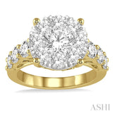 2 Ctw Round Cut Lovebright Diamond Ring in 14K Yellow and White Gold