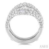 2 Ctw Baguette and Round Cut Diamond Insert Ring in 14K White Gold