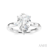 1/3 Ctw Akari Pear Shape Baguette and Round Cut Diamond Semi Mount Engagement Ring in 14K White Gold