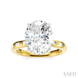 1/3 Ctw Oval Shape Baguette and Round Cut Diamond Semi-Mount Engagement Ring in 14K Yellow and White Gold