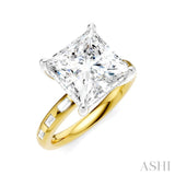 1/3 Ctw Princess Shape Baguette and Round Cut Diamond Semi-Mount Engagement Ring in 14K Yellow and White Gold