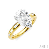 1/3 Ctw Akari Pear Shape Baguette and Round Cut Diamond Semi Mount Engagement Ring in 14K Yellow and White Gold