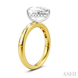 1/3 Ctw Akari Pear Shape Baguette and Round Cut Diamond Semi Mount Engagement Ring in 14K Yellow and White Gold